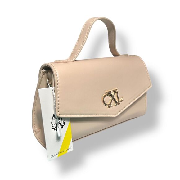 New CXL by Christian Lacroix Laine Panna Cotta Beige Matte Patent Crossbody Bag - Picture 3 of 11